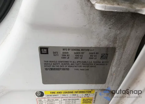 2012 Chevrolet Malibu Ls z USA, uszkodzony, nr VIN 1G1ZB5E00CF189783